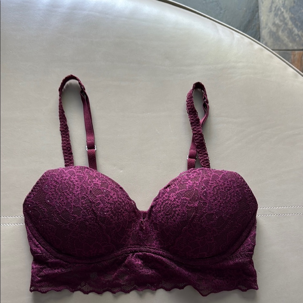 PINK Victoria's Secret Burgundy Lace Bra Intimates